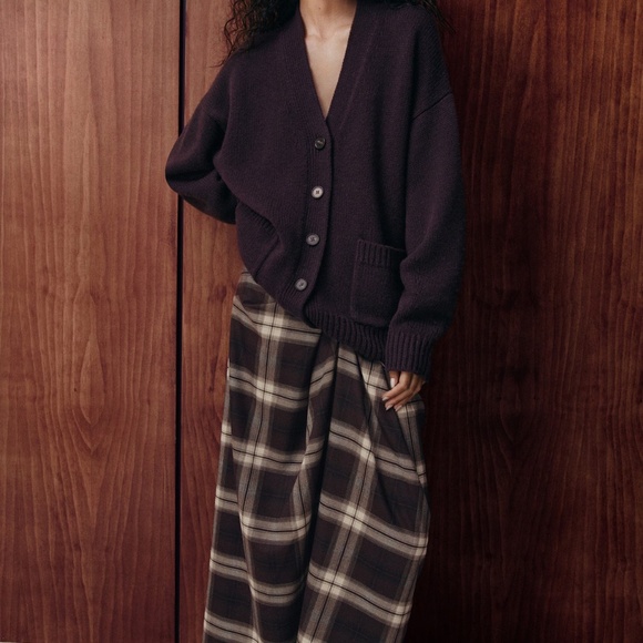 Cos Draped Checked Midi Skirt Size 4 - Picture 2 of 5